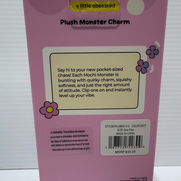 YELLOW All Things Mochi Monster Plush Charm Keychain A Little Obsessed Labubu - Picture 3 of 5